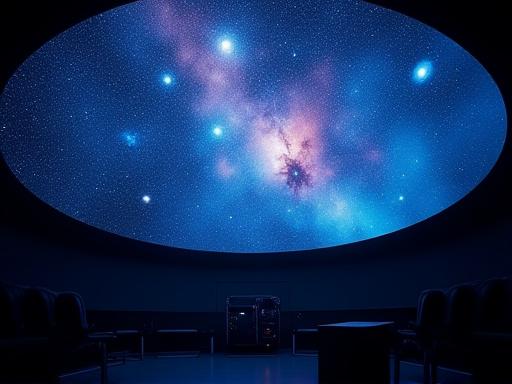 플라네타리움 돔 내부와 프로젝터